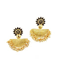 Generic Women's Rose Gold Plated Alloy Earrings (Black)