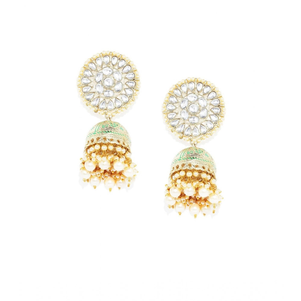Generic Women's Rose Gold Plated Alloy Earrings (White)