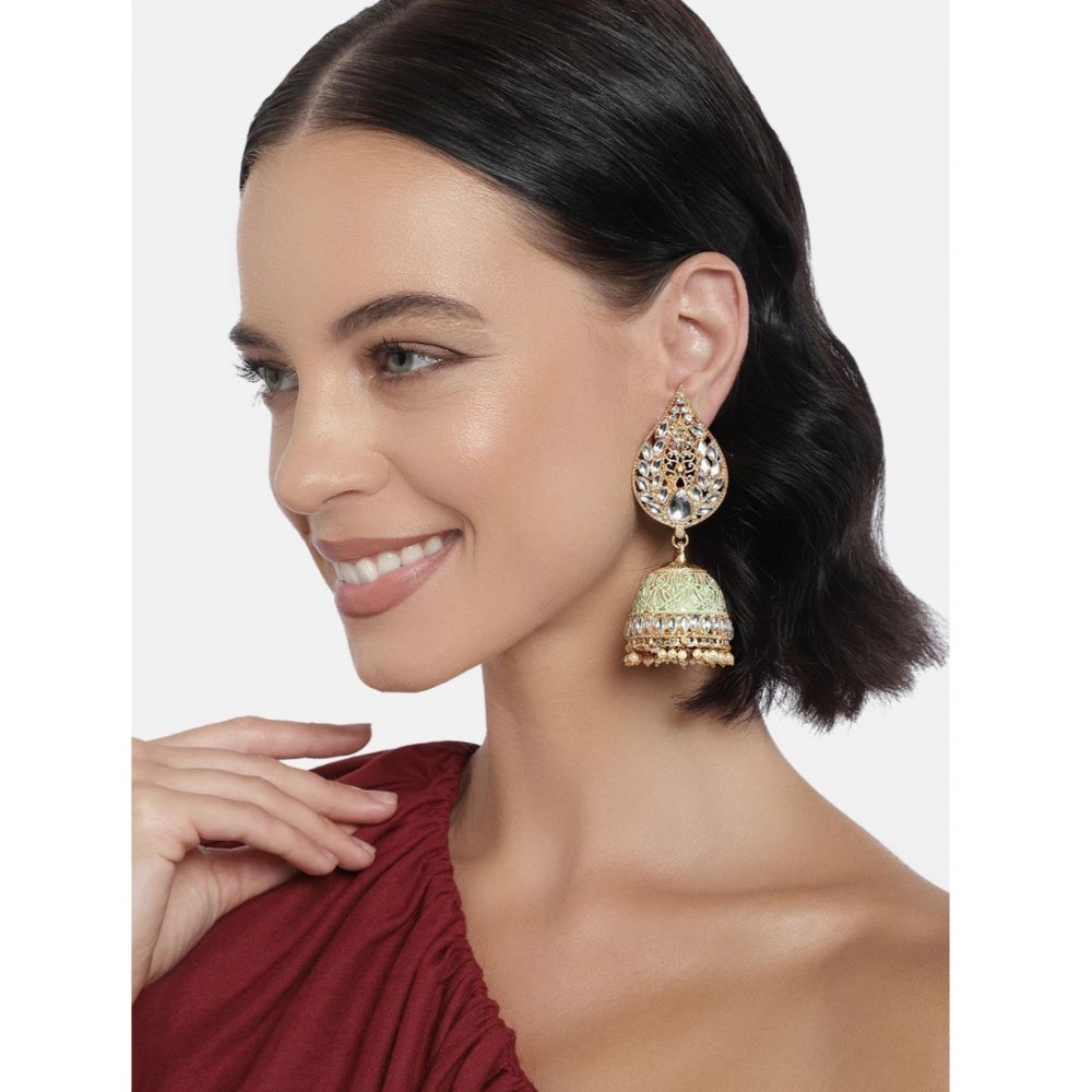 Generic Women's Rose Gold Plated Alloy Earrings (White)