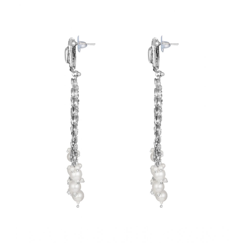 Women's Rose Gold Plated Alloy Earrings (White)