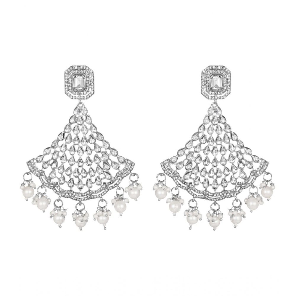 Generic Women's Rose Gold Plated Alloy Earrings (White)