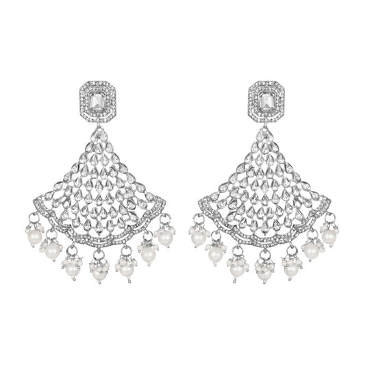 Women's Rose Gold Plated Alloy Earrings (White)