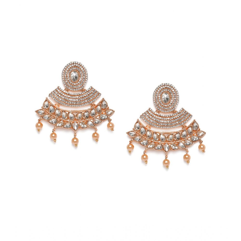 Women's Rose Gold Plated Alloy Earrings (White)