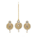 Generic Women's Rose Gold Plated Alloy Kundan Earrings &amp; Mangtikka (White)
