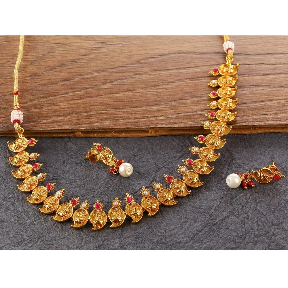 Women's Rose Gold Plated Alloy Jewellery Set (Red &amp; White)