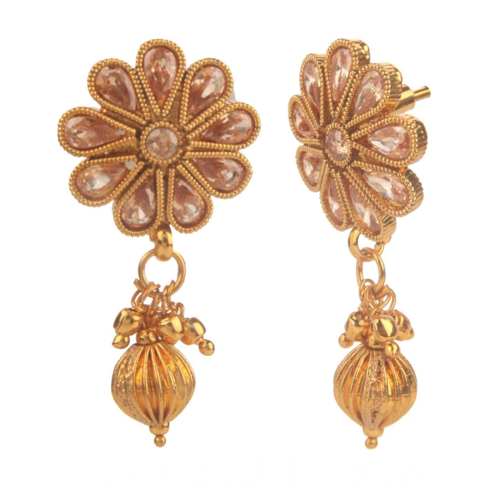 Women's Rose Gold Plated Alloy Necklace &amp; Earings Set (White)