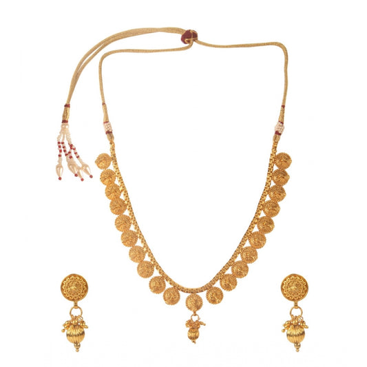 Women's Rose Gold Plated Alloy Necklace &amp; Earings Set (Gold)