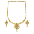 Generic Women's Rose Gold Plated Alloy Necklace &amp; Earings Set (White &amp; Red)
