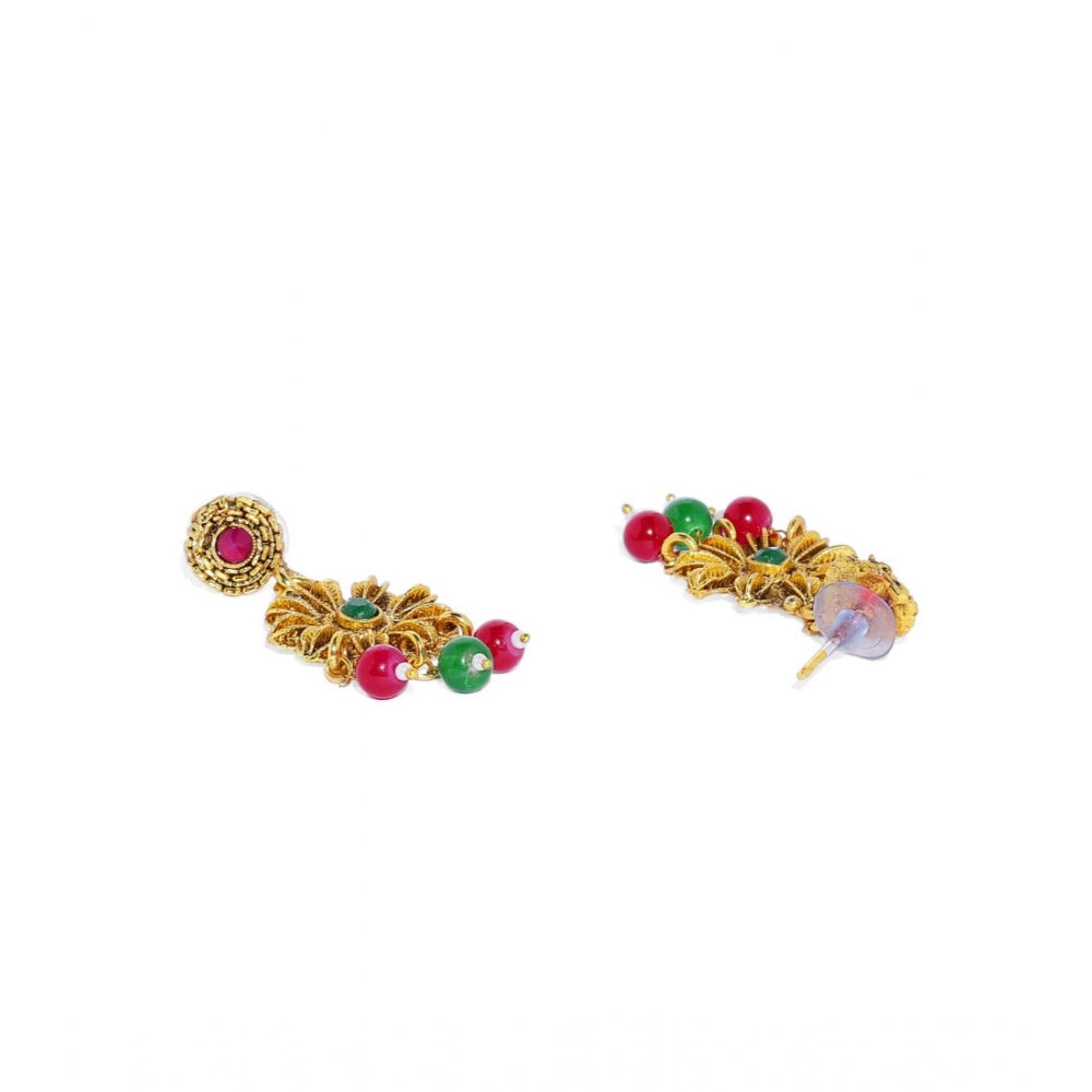 Women's Rose Gold Plated Alloy Necklace &amp; Earings Set (Multicolor)
