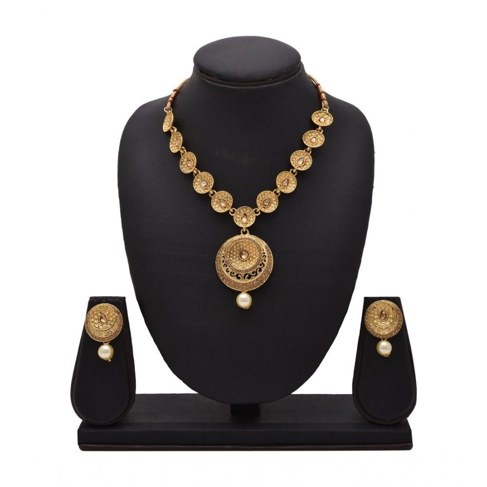 Generic Women's Rose Gold Plated Alloy Necklace &amp; Earings Set (Gold)