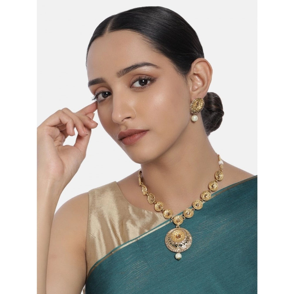 Generic Women's Rose Gold Plated Alloy Necklace &amp; Earings Set (Gold)