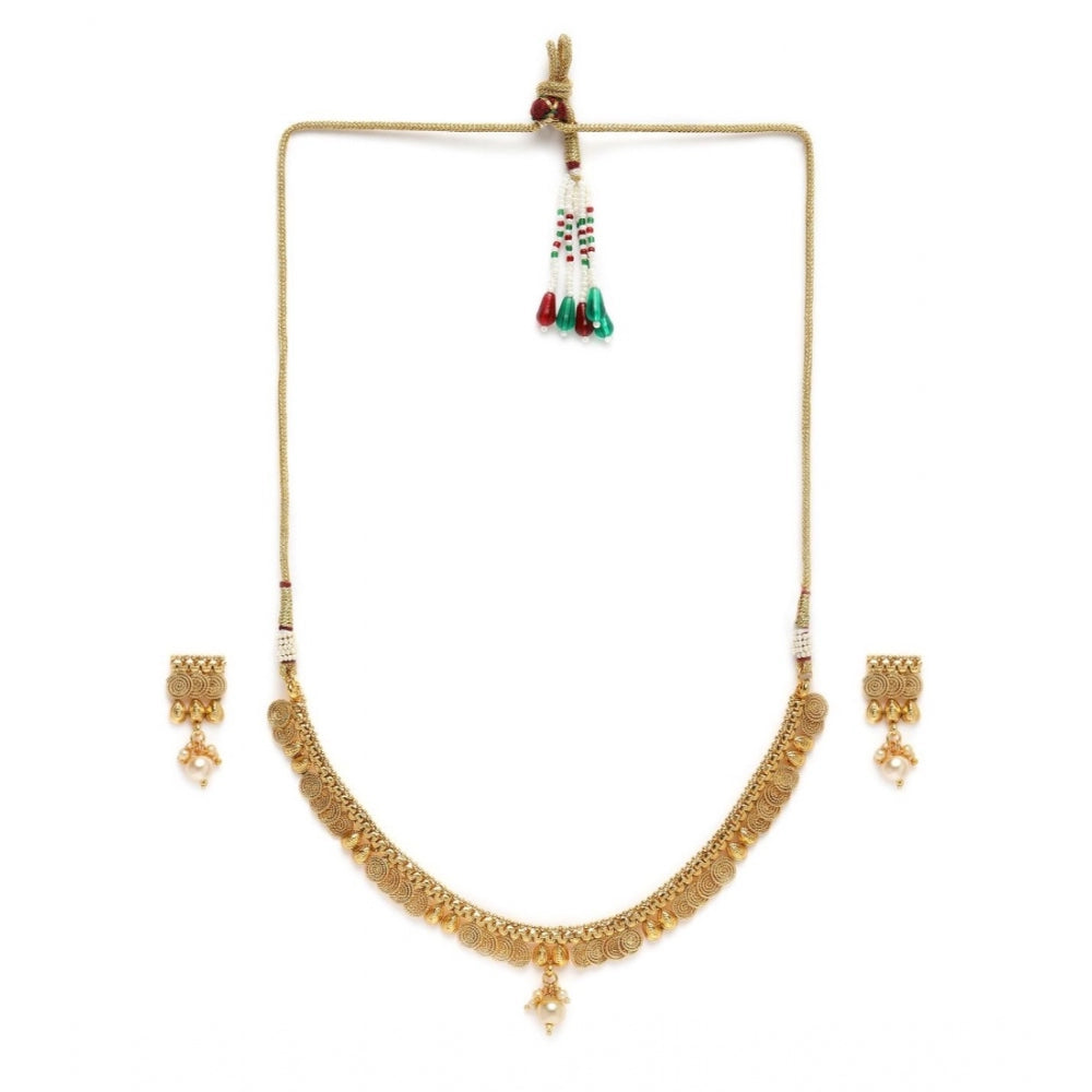 Generic Women's Rose Gold Plated Alloy Necklace &amp; Earings Set (Gold)