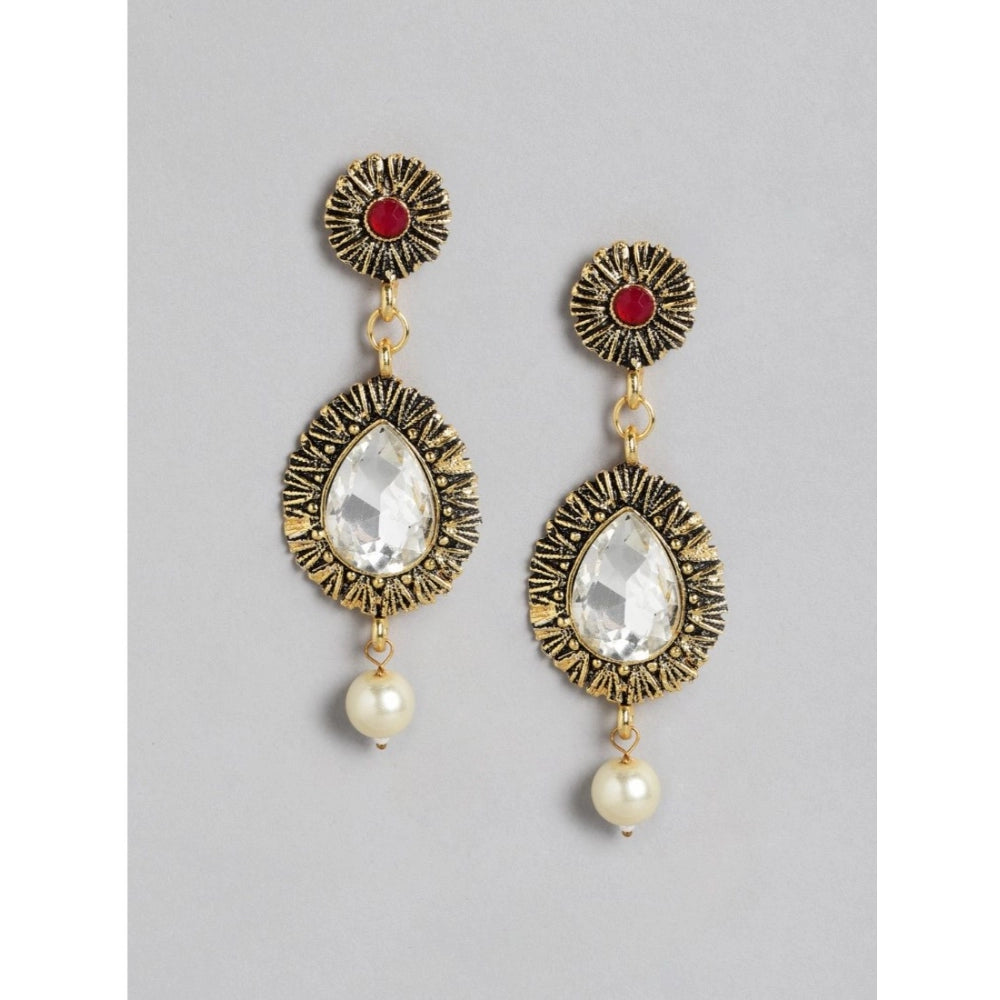 Women's Rose Gold Plated Alloy Necklace &amp; Earings Set (Multicolor)
