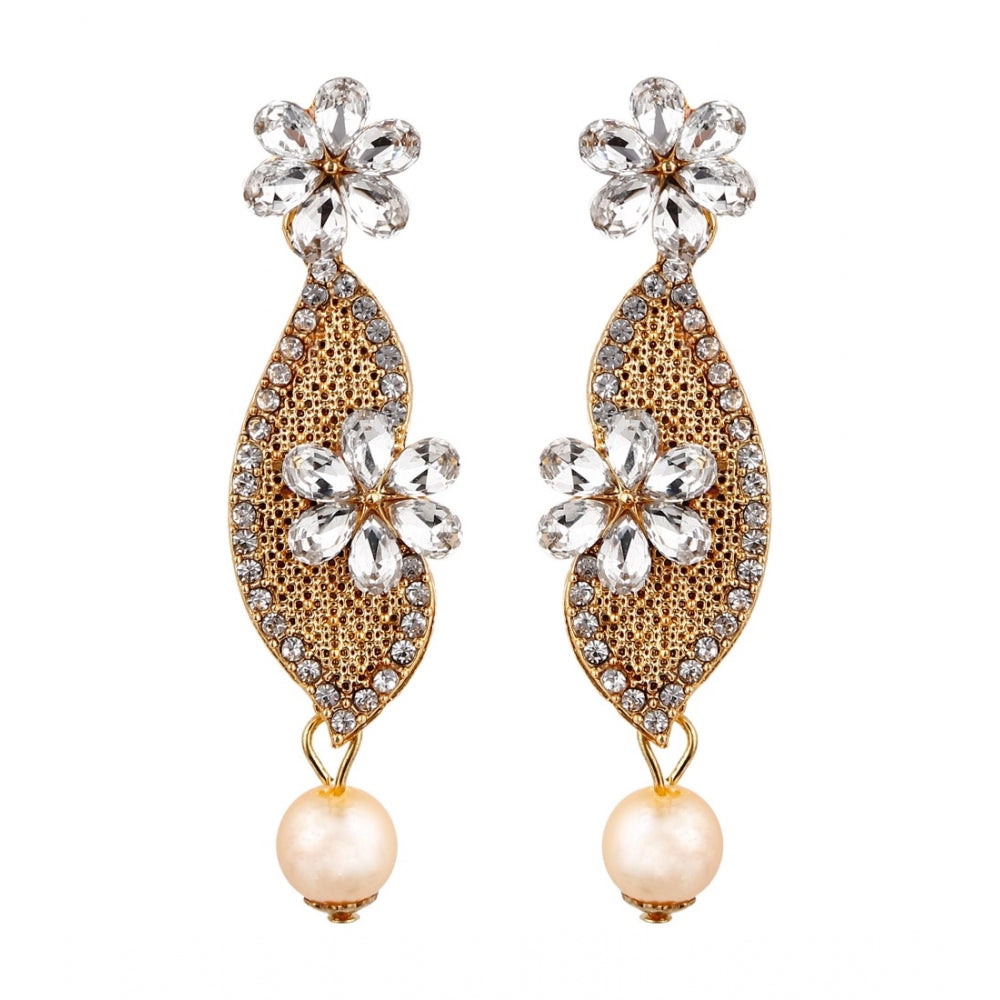Generic Women's Rose Gold Plated Alloy Earrings (White)
