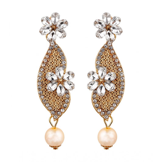 Women's Rose Gold Plated Alloy Earrings (White)
