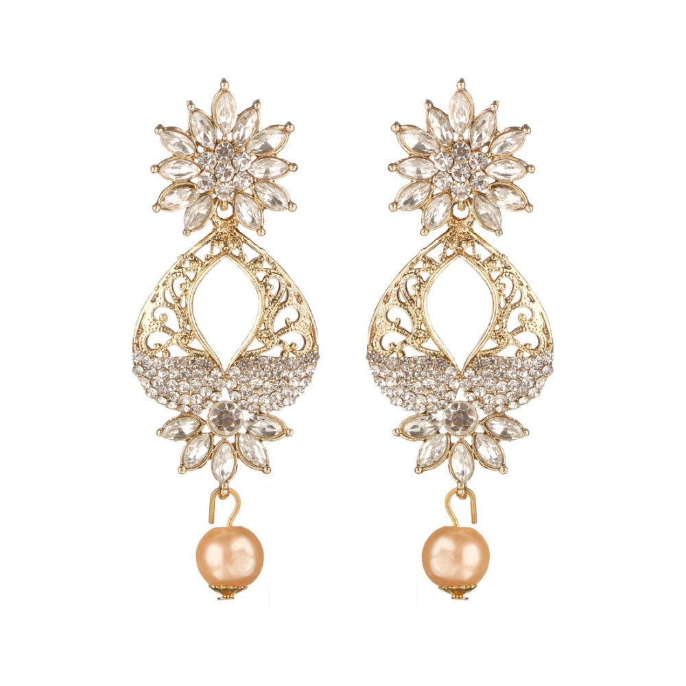 Generic Women's Rose Gold Plated Alloy Earrings (White)