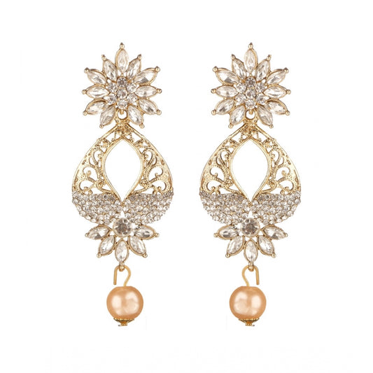 Women's Rose Gold Plated Alloy Earrings (White)