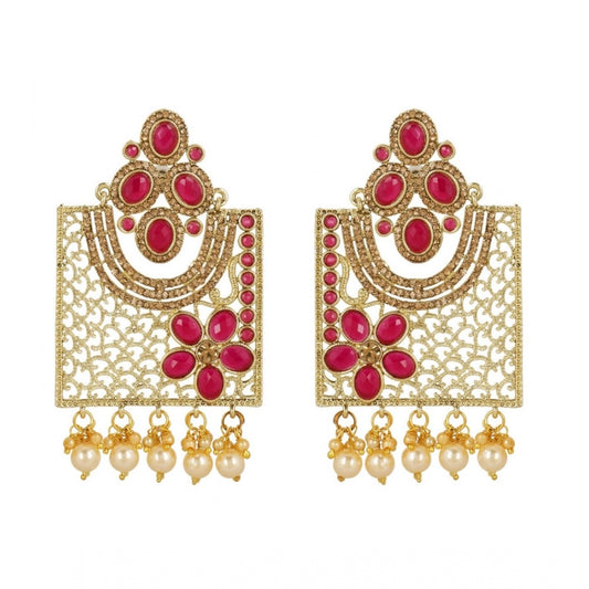 Women's Rose Gold Plated Alloy Earrings (Gold &amp; Pink)