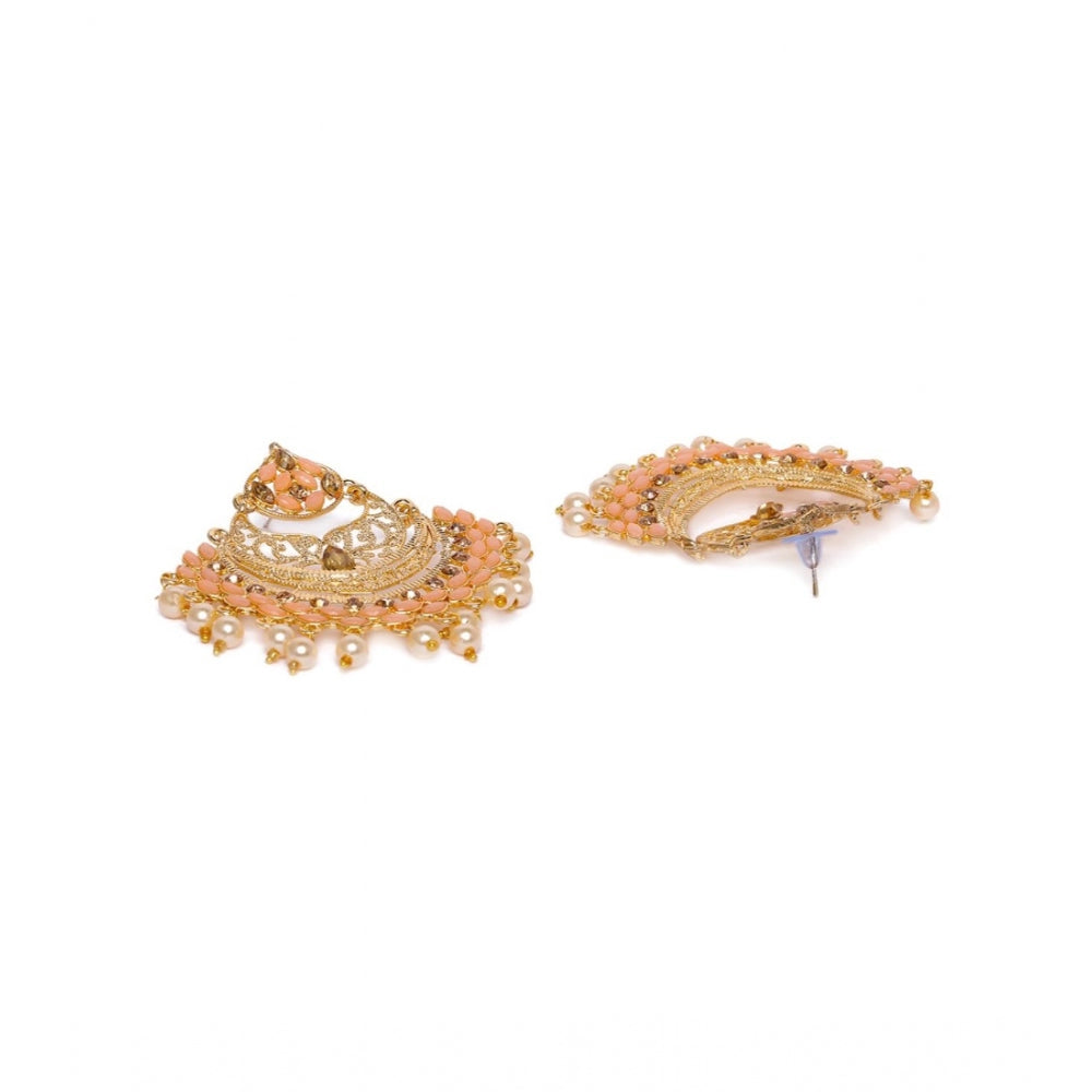 Generic Women's Rose Gold Plated Alloy Earrings (Orange)