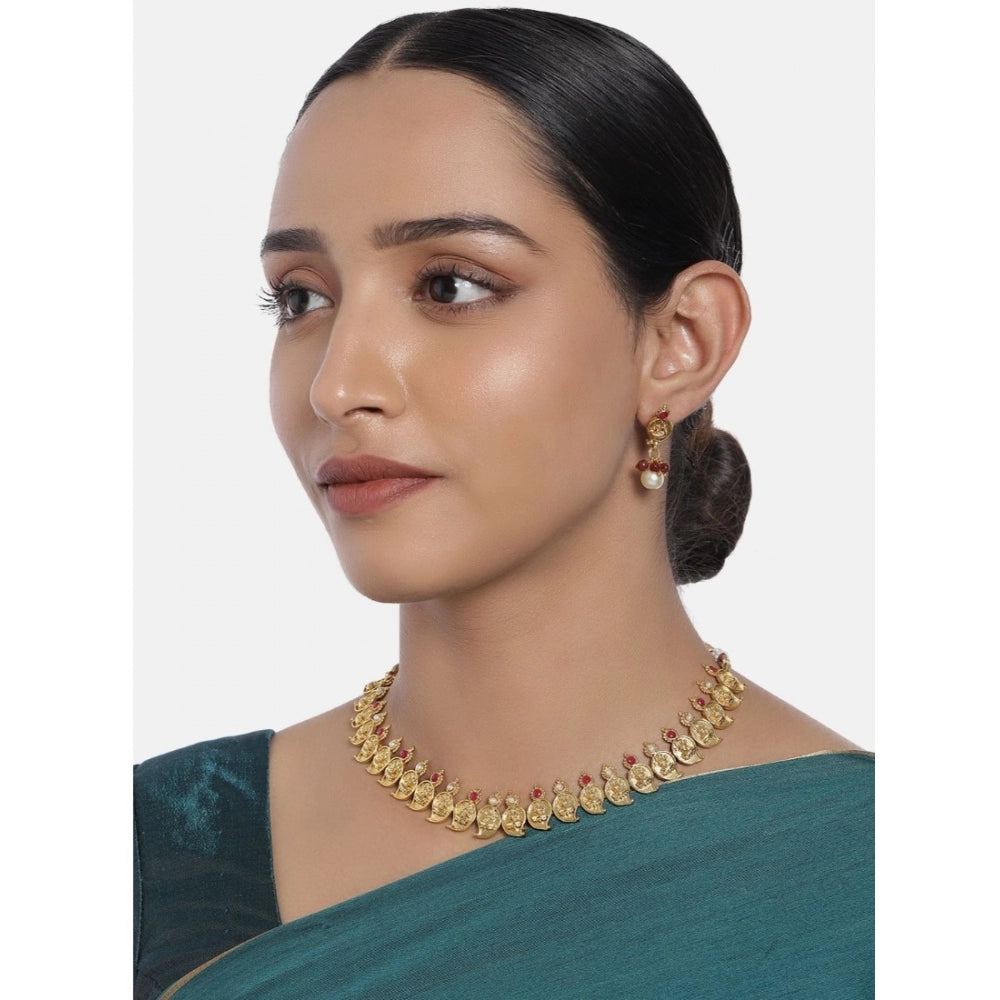 Women's Rose Gold Plated Alloy Jewellery Set (Red &amp; White)