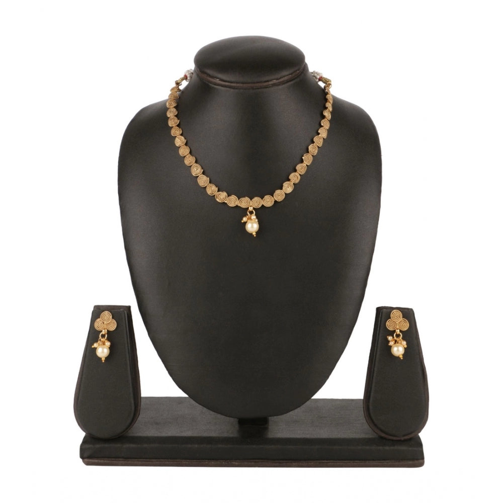 Generic Women's Rose Gold Plated Alloy Necklace &amp; Earings Set (Gold)