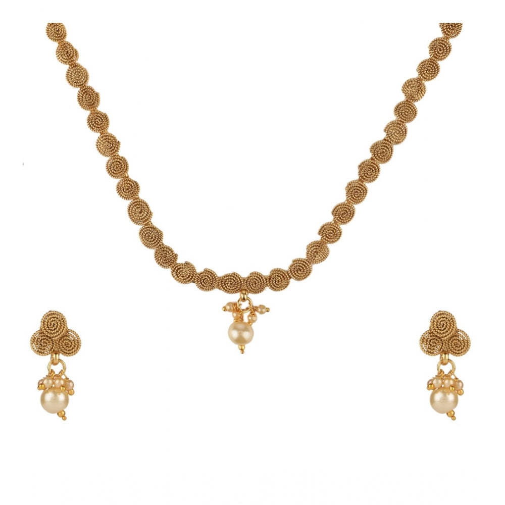 Generic Women's Rose Gold Plated Alloy Necklace &amp; Earings Set (Gold)