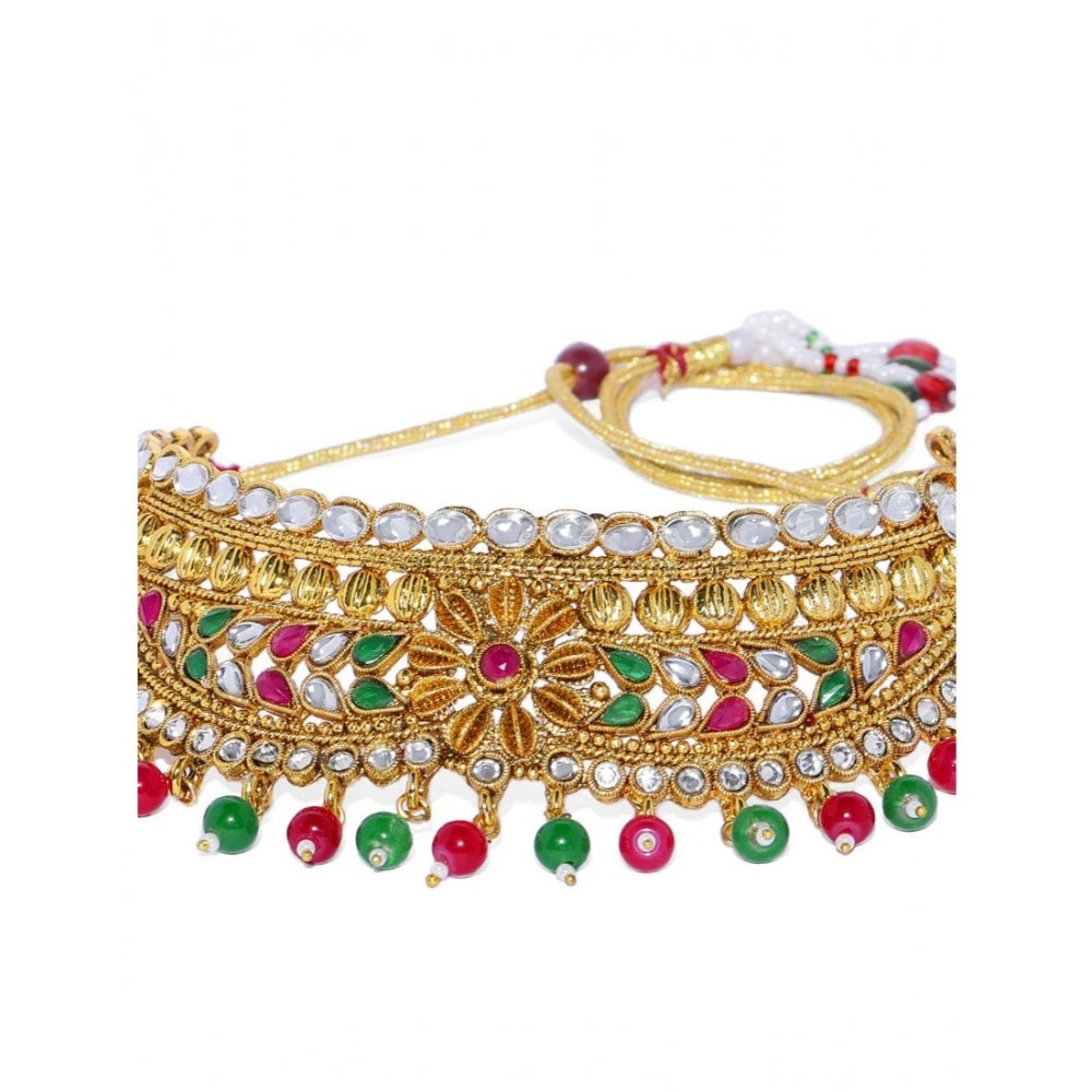 Women's Rose Gold Plated Alloy Necklace &amp; Earings Set (Multicolor)