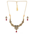 Generic Women's Rose Gold Plated Alloy Necklace &amp; Earings Set (Multicolor)