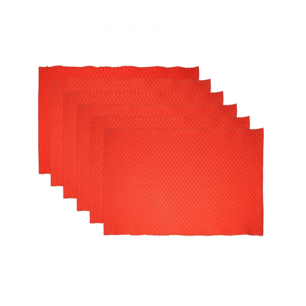 Solid Cotton Place Mats and Napkin Sets (Red)