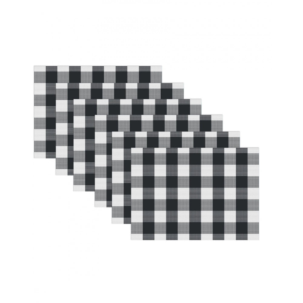 Generic Checked Cotton Place Mats Sets (Black &amp; White)