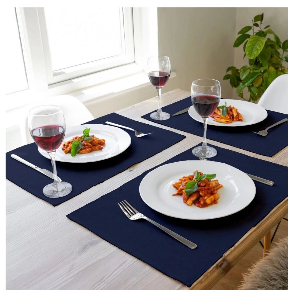Generic Ribbed Cotton Place Mats Sets (Navy Blue)