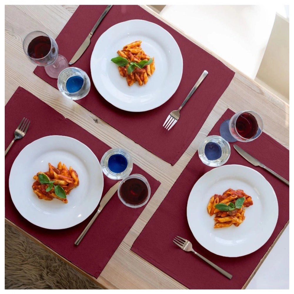 Generic Ribbed Cotton Place Mats Sets (Maroon)