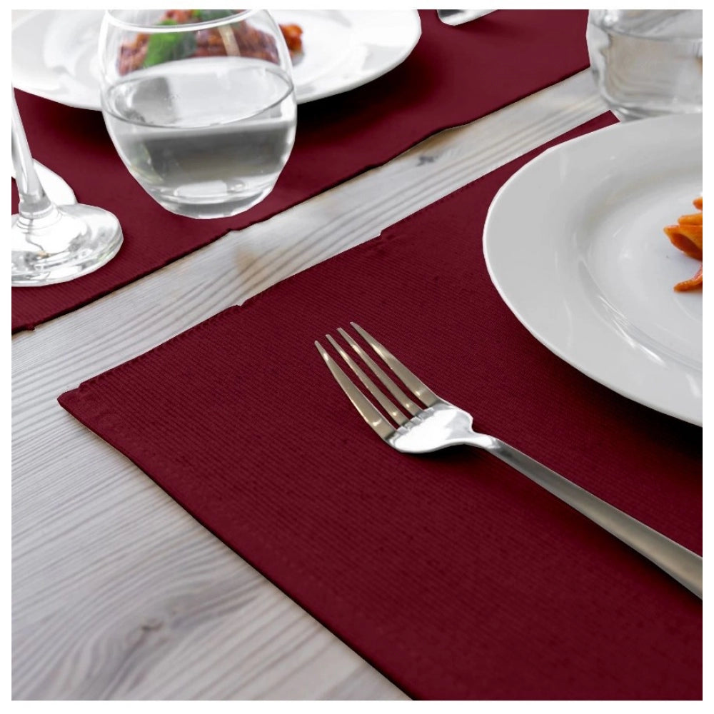 Generic Ribbed Cotton Place Mats Sets (Maroon)