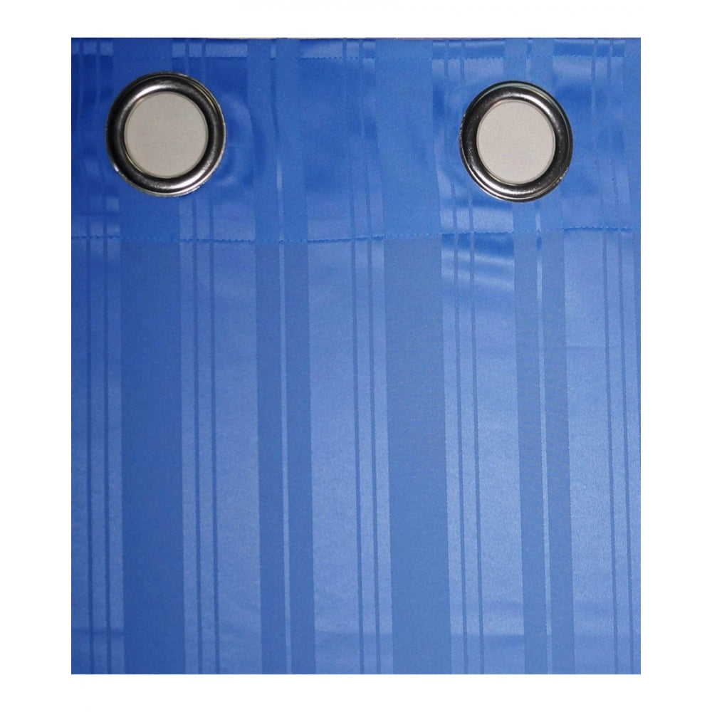 Striped Polyester Plain Shower Curtains with Metal Eyelets (Blue)
