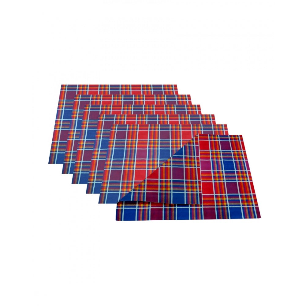 Checked Cotton Place Mats Sets (Multicolor)