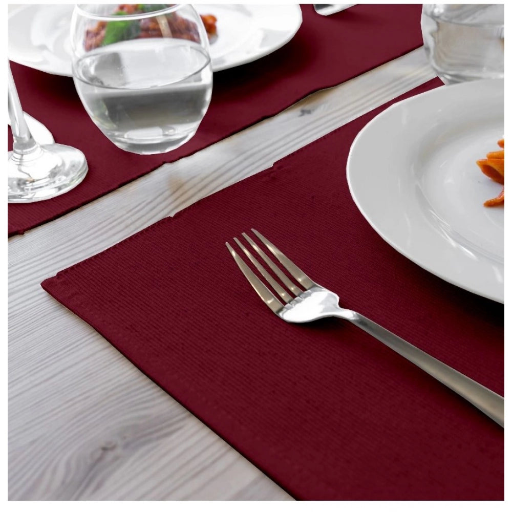 Generic Ribbed Cotton Place Mats Sets (Maroon)