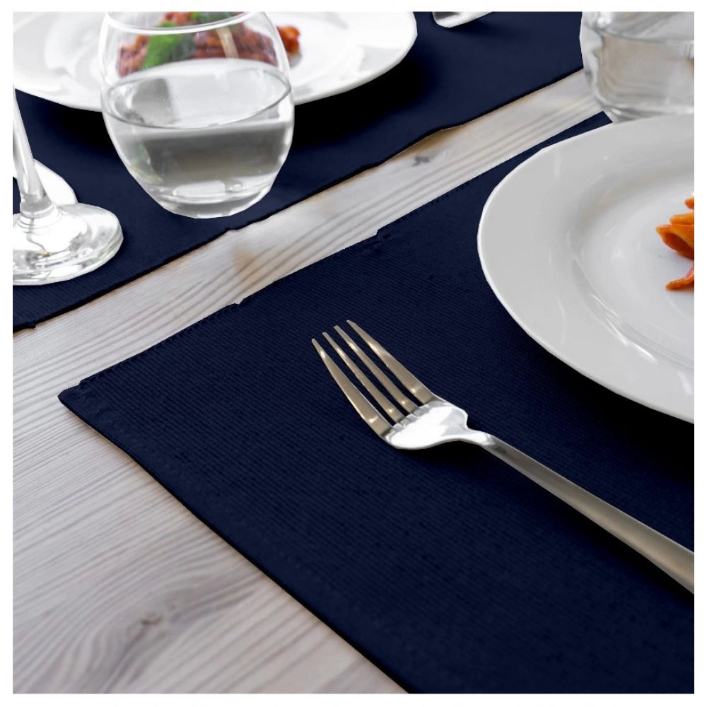 Generic Ribbed Cotton Place Mats Sets (Navy Blue)