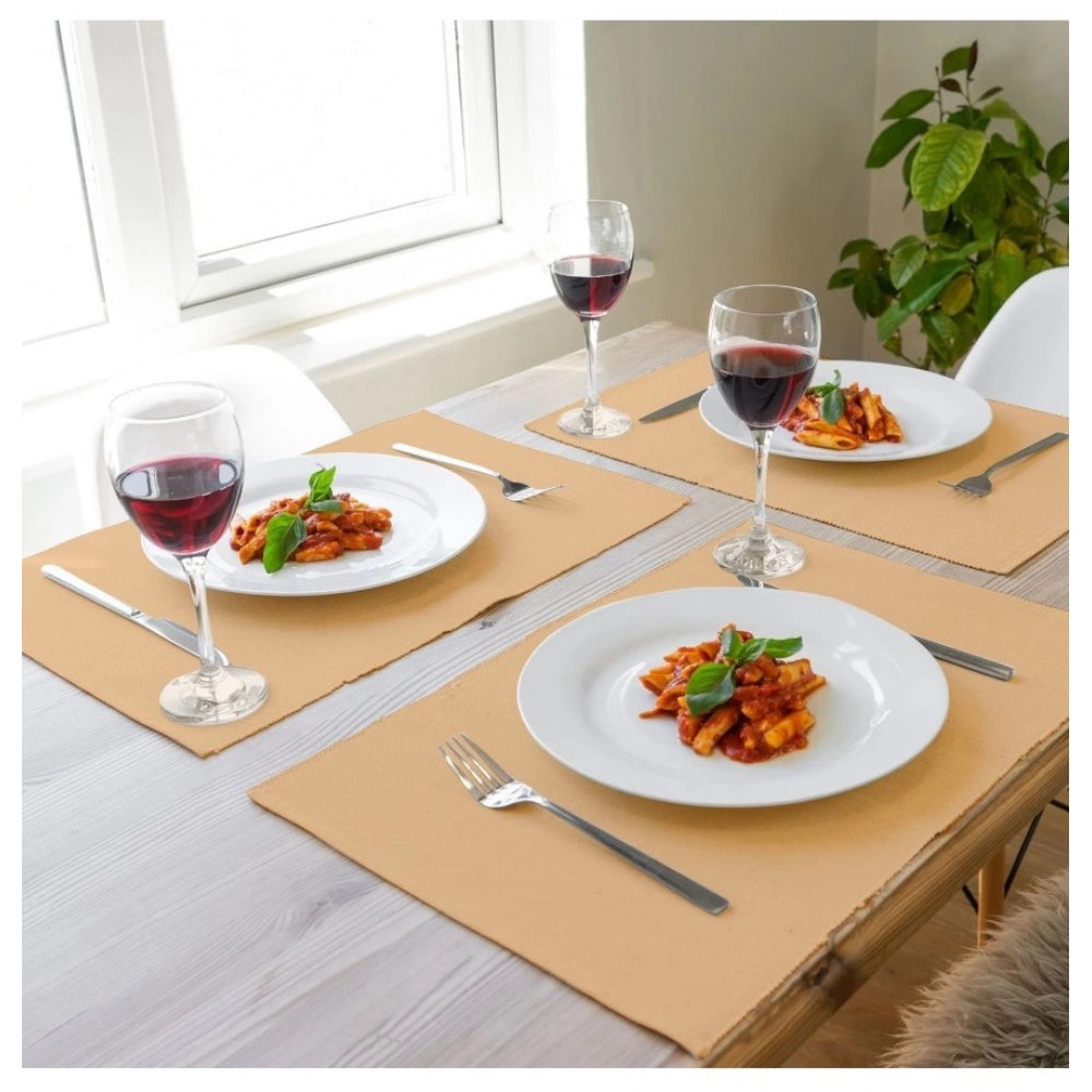 Ribbed Cotton Place Mats Sets (Beige)