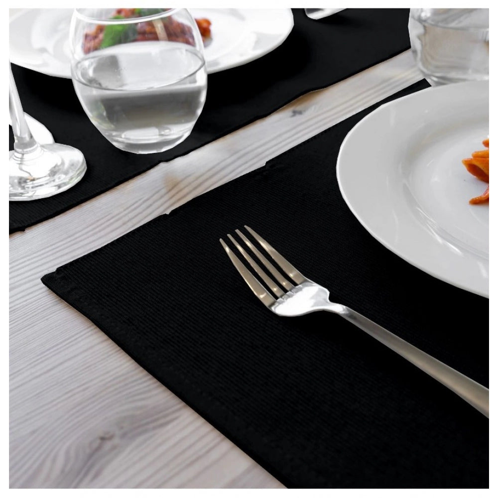Generic Ribbed Cotton Place Mats Sets (Black)