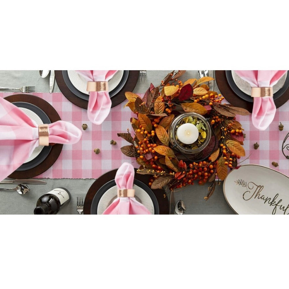 Checked Cotton Table Runners (Baby Pink)