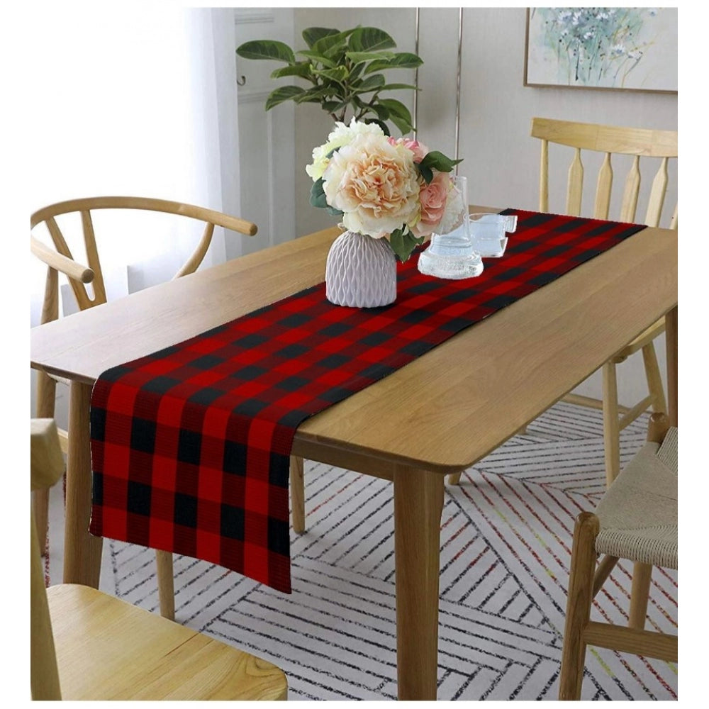 Checked Cotton Table Runners (Red &amp; Black)