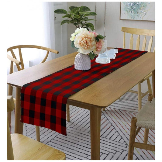 Checked Cotton Table Runners (Red &amp; Black)