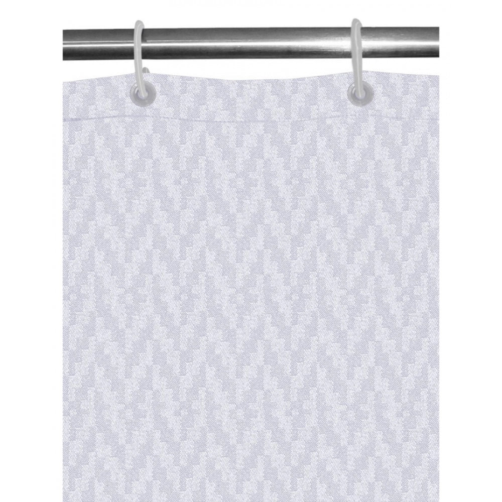 Waves Polyester Plain Shower Curtains with Plastic Eyelets (White)