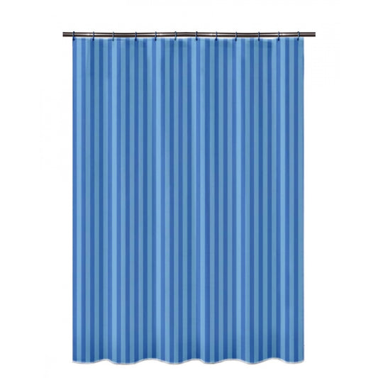Striped Polyester Plain Shower Curtains with Plastic Eyelets (Blue)