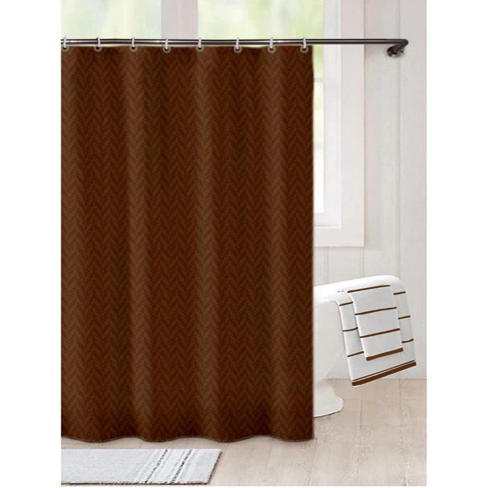 Waves Polyester Plain Shower Curtains with Plastic Eyelets (Dark Brown)