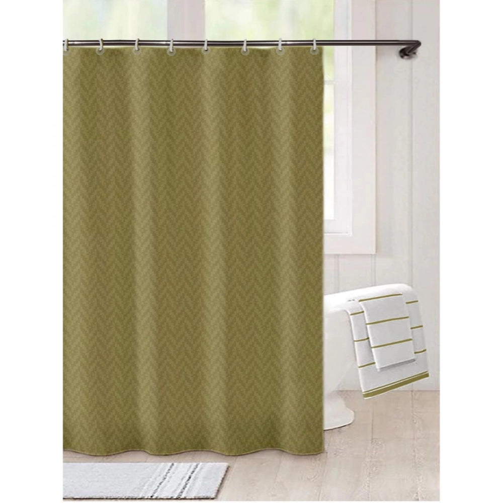 Waves Polyester Plain Shower Curtains with Plastic Eyelets (Light Green)