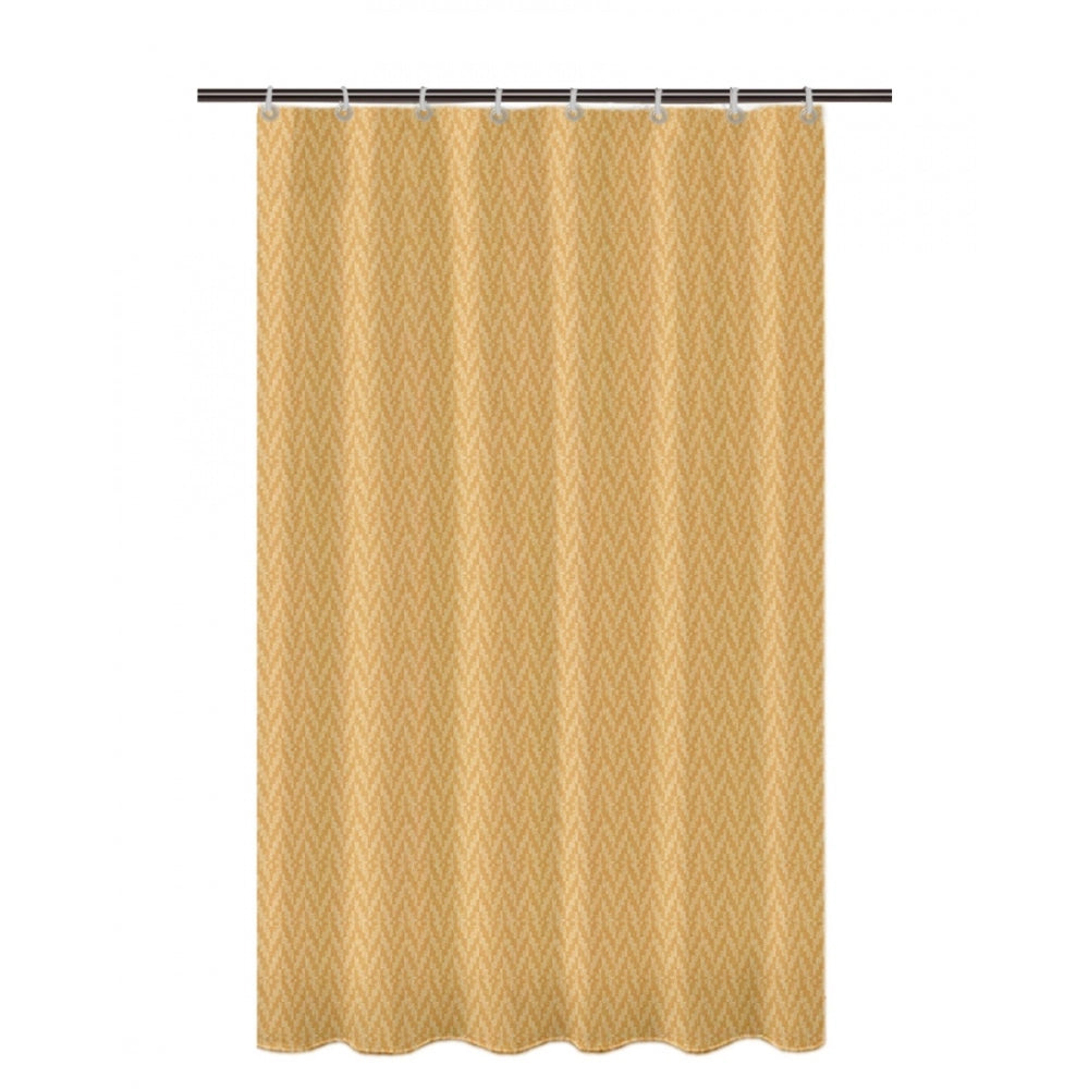 Generic Waves Polyester Plain Shower Curtains with Plastic Eyelets (Beige)