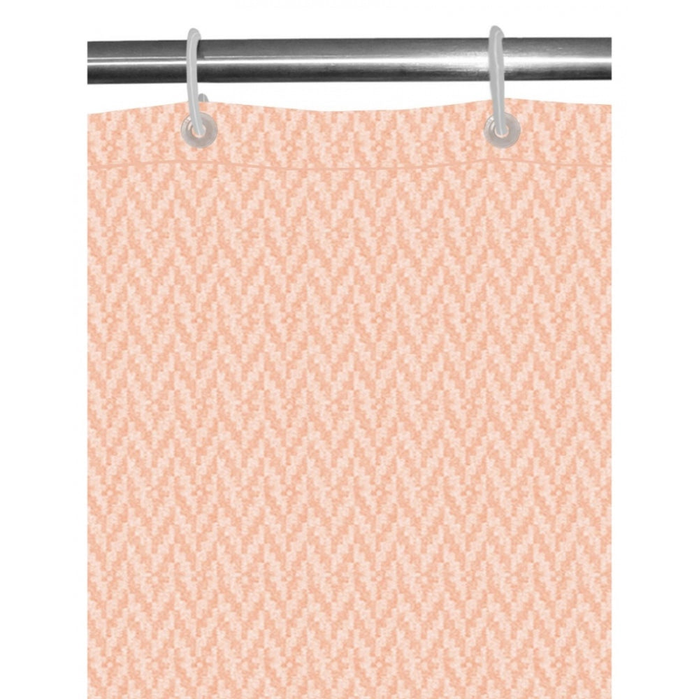 Generic Waves Polyester Plain Shower Curtains with Plastic Eyelets (Peach)