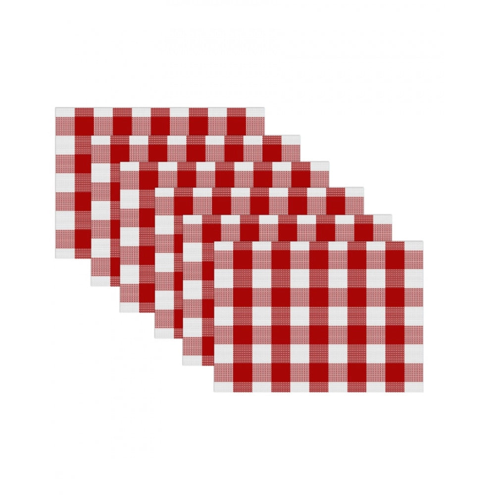Generic Checked Cotton Place Mats Sets (Red &amp; White)