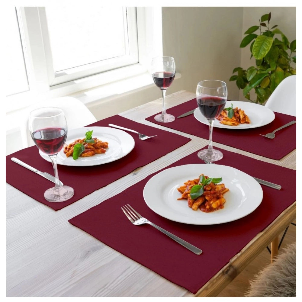 Generic Ribbed Cotton Place Mats Sets (Maroon)